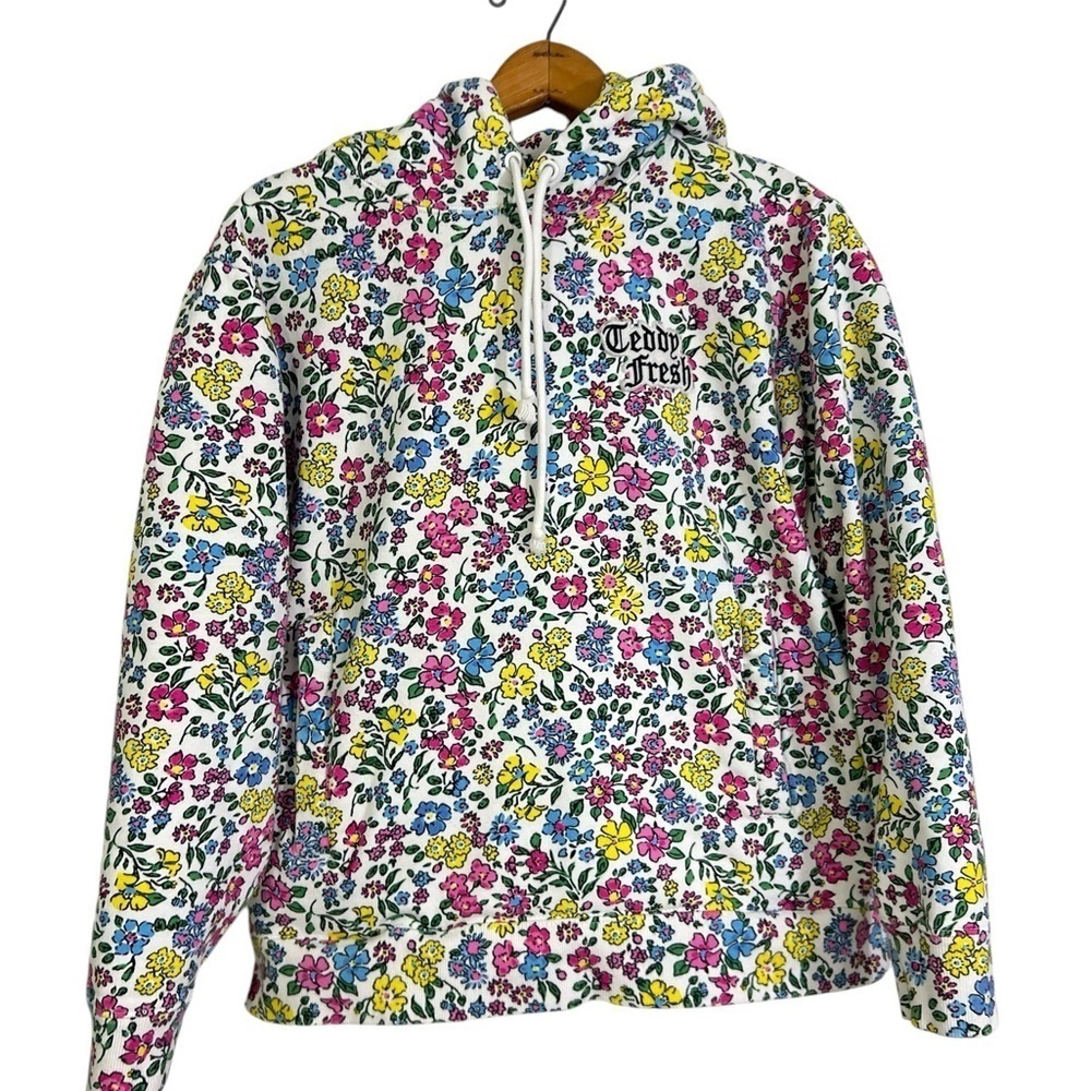 Teddy Fresh Hoodie Floral All over Pattern Small Cotton